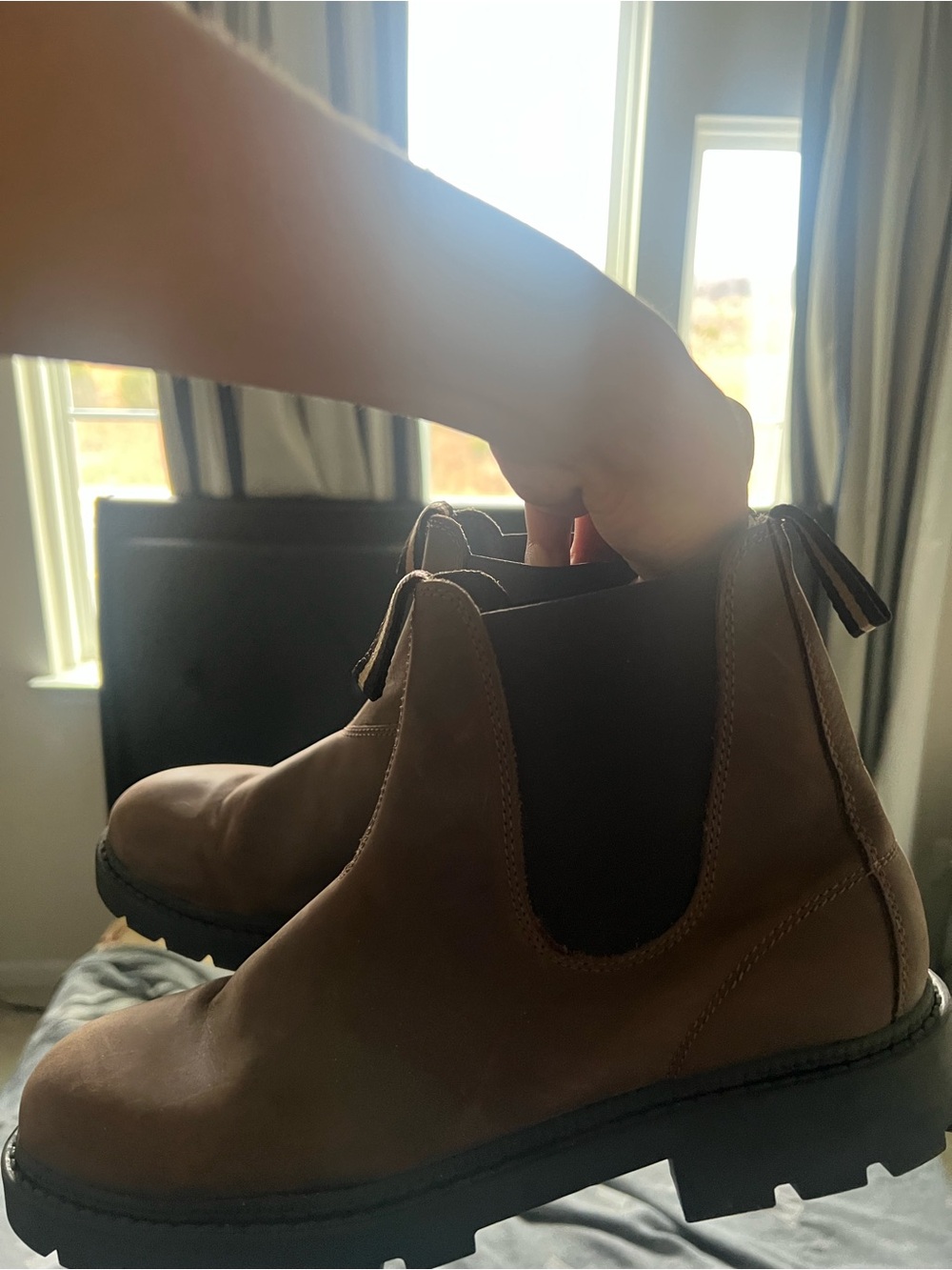 Dunham Brown Chukka Boots with Black Elastic Panels